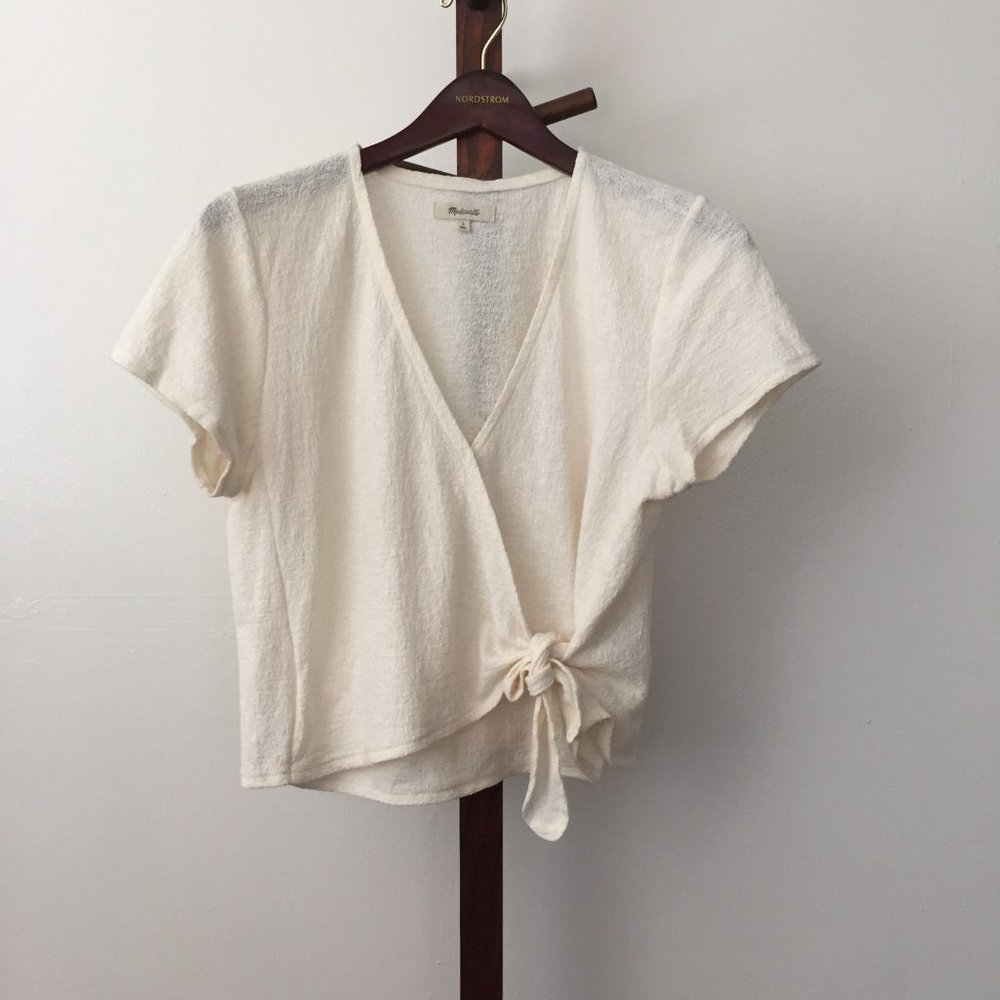Madewell Texture & Thread Wrap Tie-Front Top
